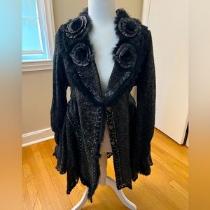 Brocade Jacket with ruffle collar and inlay